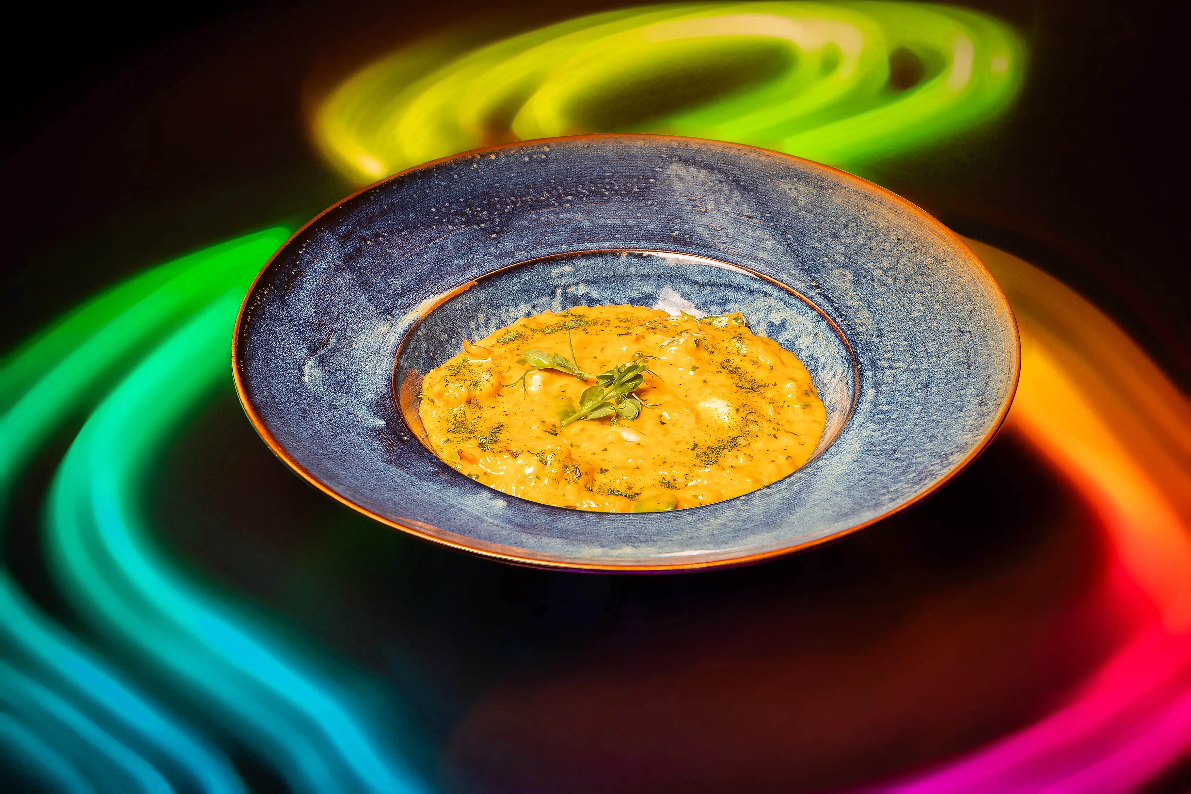 Ризотто с тигровой креветкой и спаржей